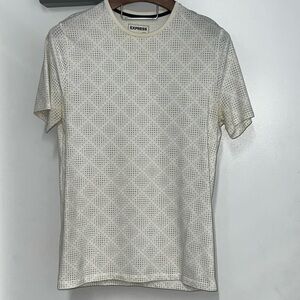 Express Men's Medium White T-shirt w/Silver Graphics All-Over SEE PICS/DESC*